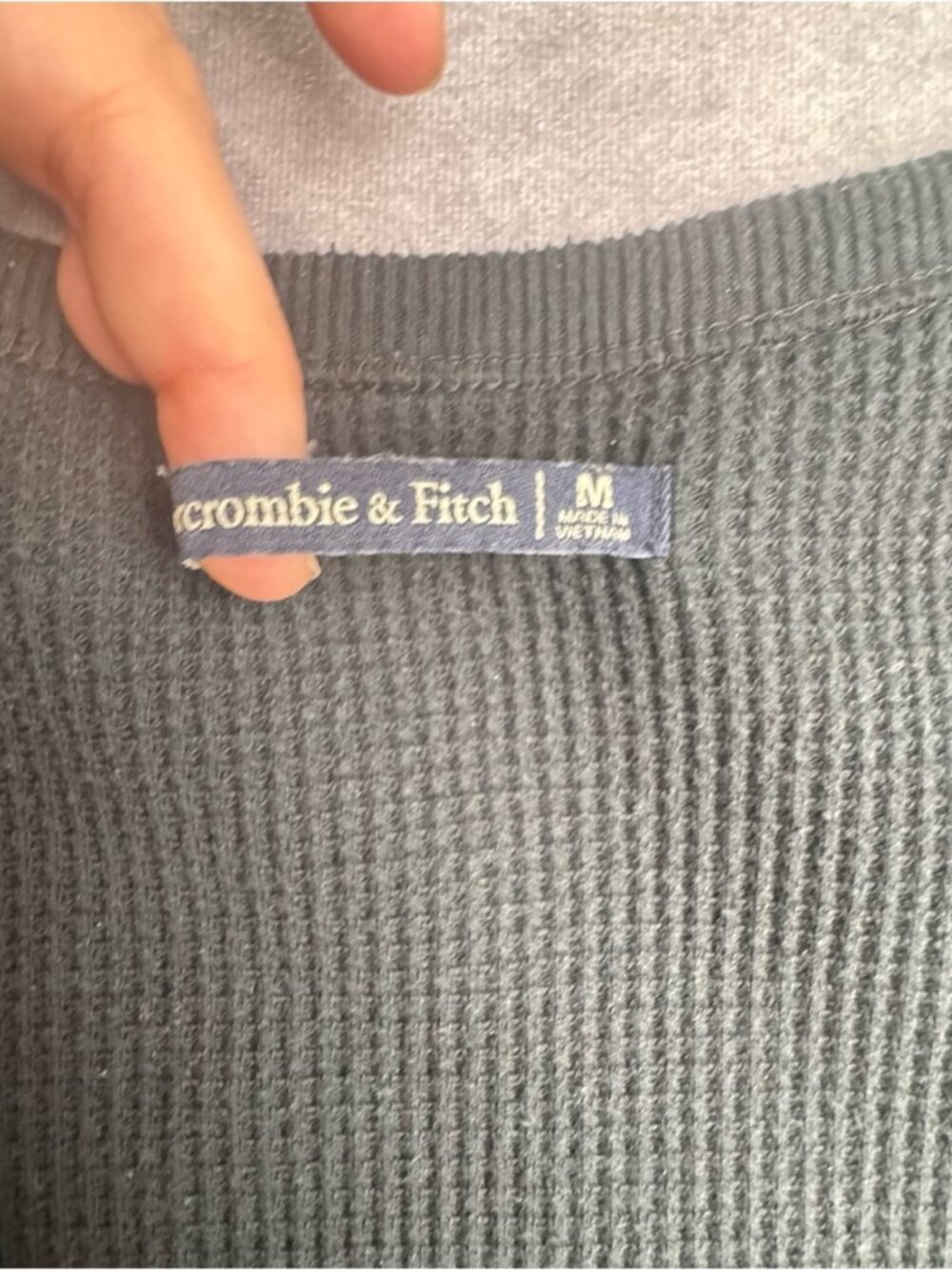 Abercrombie Black Thermal Waffle Knit Long Sleeve Top Oversized Basic M